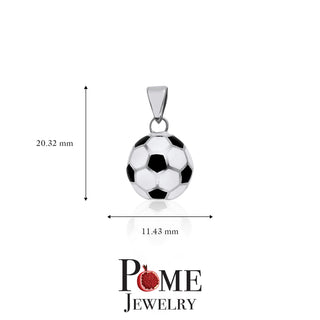 Soccer Ball Pendant Necklace in Sterling Silver, Black & White Enamel