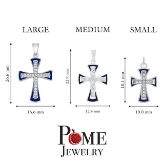 Pome CZ Cross Pendant Necklace in Sterling Silver (Available in 3 Sizes)