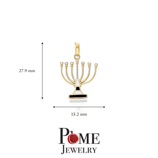 Hanukkah Menorah Diamond Pendant Necklace in Solid Gold