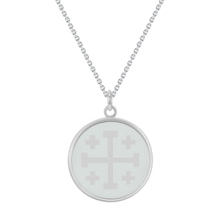 Jerusalem Cross Round Pendant Necklace in Sterling Silver