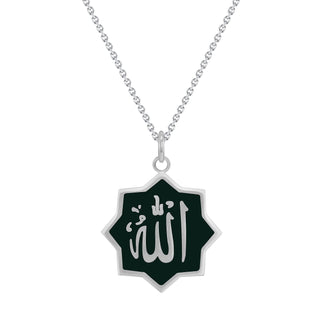 Allah Pendant Necklace in Sterling Silver, Available in 3 Enamel Colors