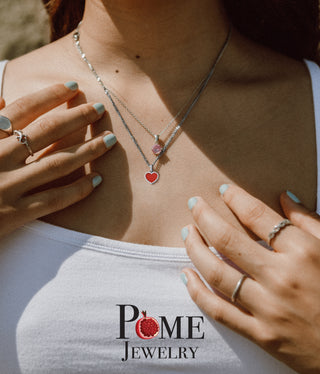 Red Heart Pendant Necklace in Sterling Silver