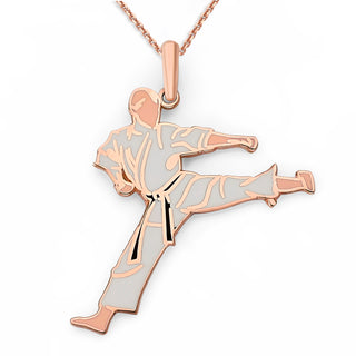 Karate Kick Pendant Necklace in Solid Gold