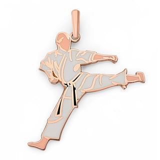 Karate Kick Pendant Necklace in Solid Gold