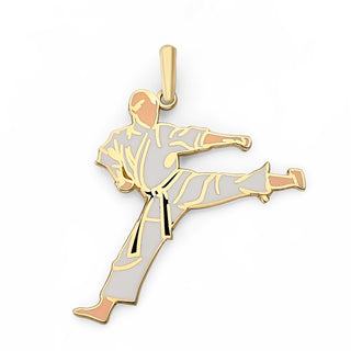 Karate Kick Pendant Necklace in Solid Gold