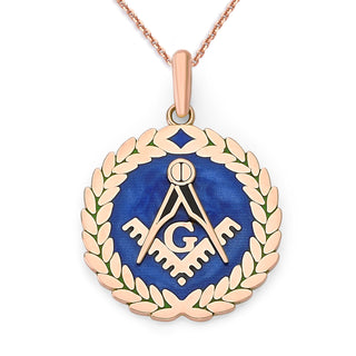 Freemason / Masonic Symbol Pendant Necklace in Solid Gold with Crown Finish