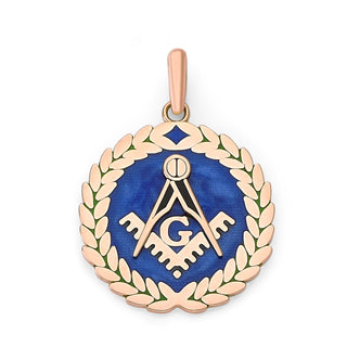 Freemason / Masonic Symbol Pendant Necklace in Solid Gold with Crown Finish