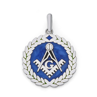 Freemason / Masonic Symbol Pendant Necklace in Solid Gold with Crown Finish