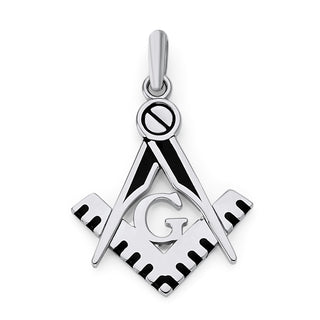 Masonic Square and Compass Pendant Necklace in Solid Gold, Black Enamel, Masonic Gifts, Freemason Jewelry