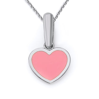 Pink Heart Pendant Necklace in Solid Gold