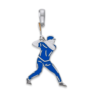 Baseball Player Pendant Necklace in Sterling Silver