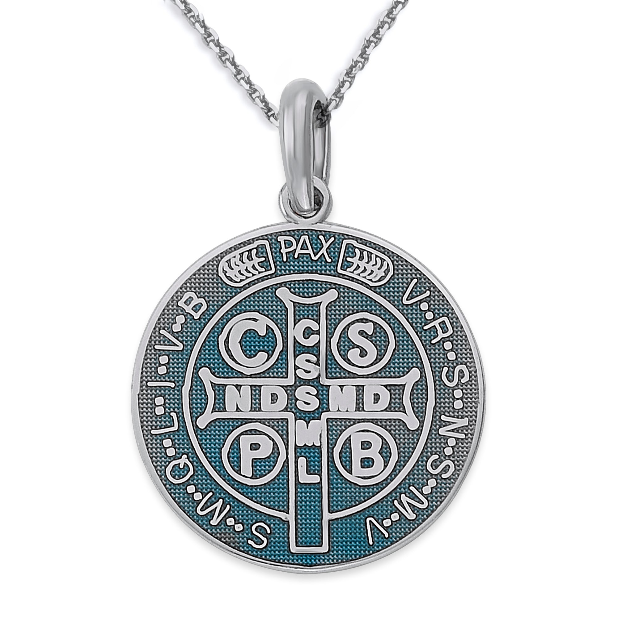 Saint Benedict Medallion Necklace - Silver - Double-Sided