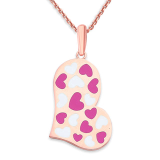 Heart Pendant Necklace in Solid 14k Gold, Red or Pink Enamel, Heart Charm