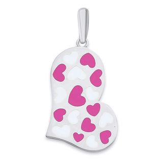 Heart Pendant Necklace in Sterling Silver, Red or Pink Enamel, Heart Charm