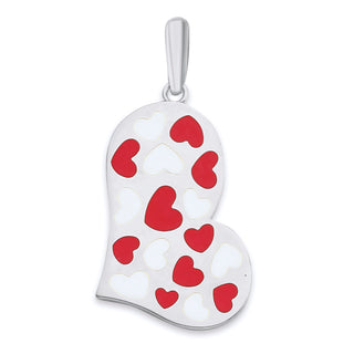 Heart Pendant Necklace in Sterling Silver, Red or Pink Enamel, Heart Charm